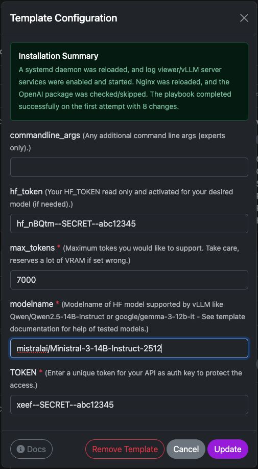 Basic settings to get startet with vLLM