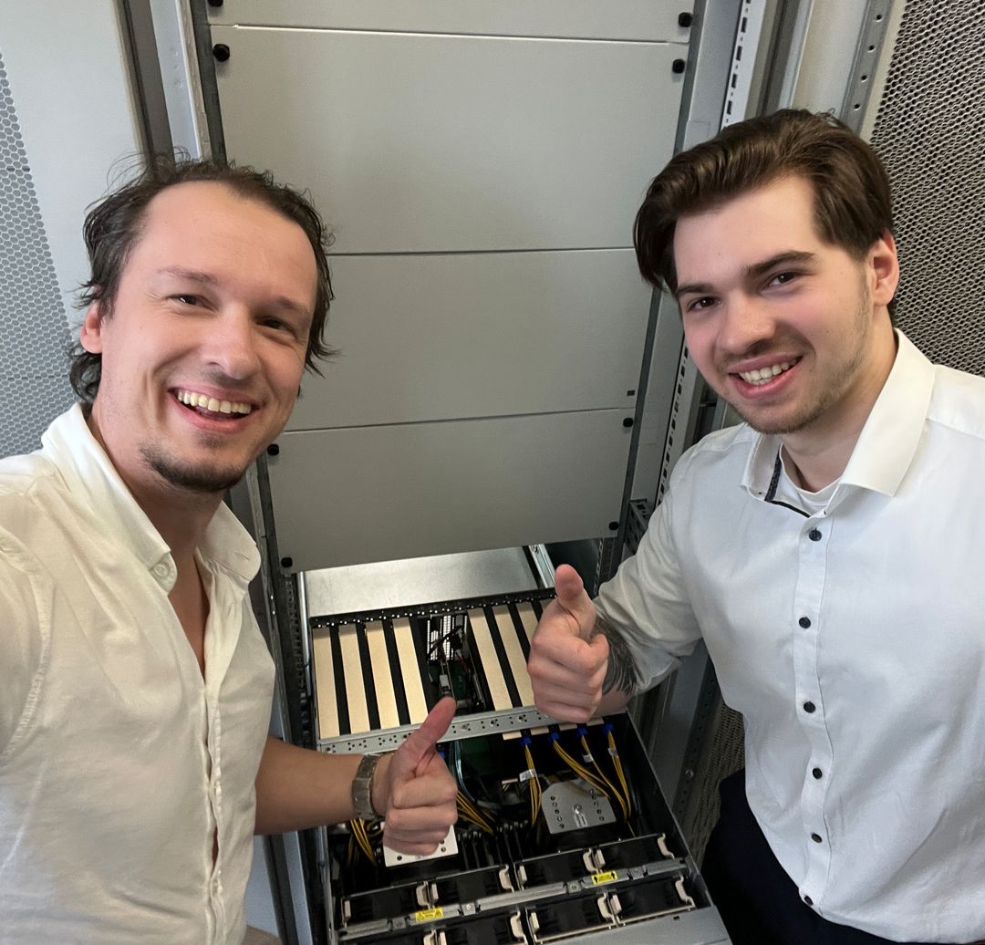 Markus und Jaimie adding a 8x A100 GPU server