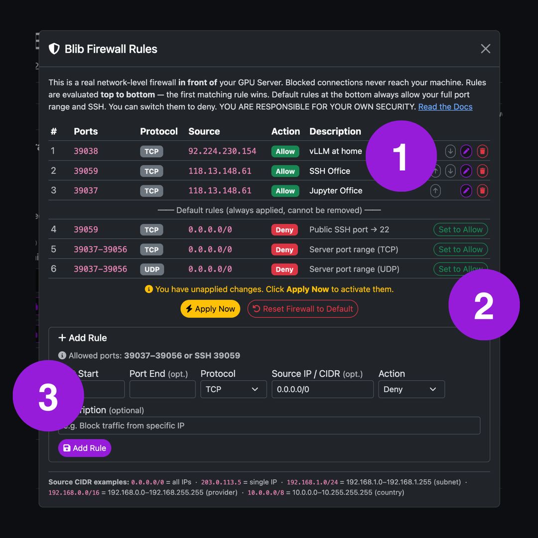 GPU Server Firewall Interface