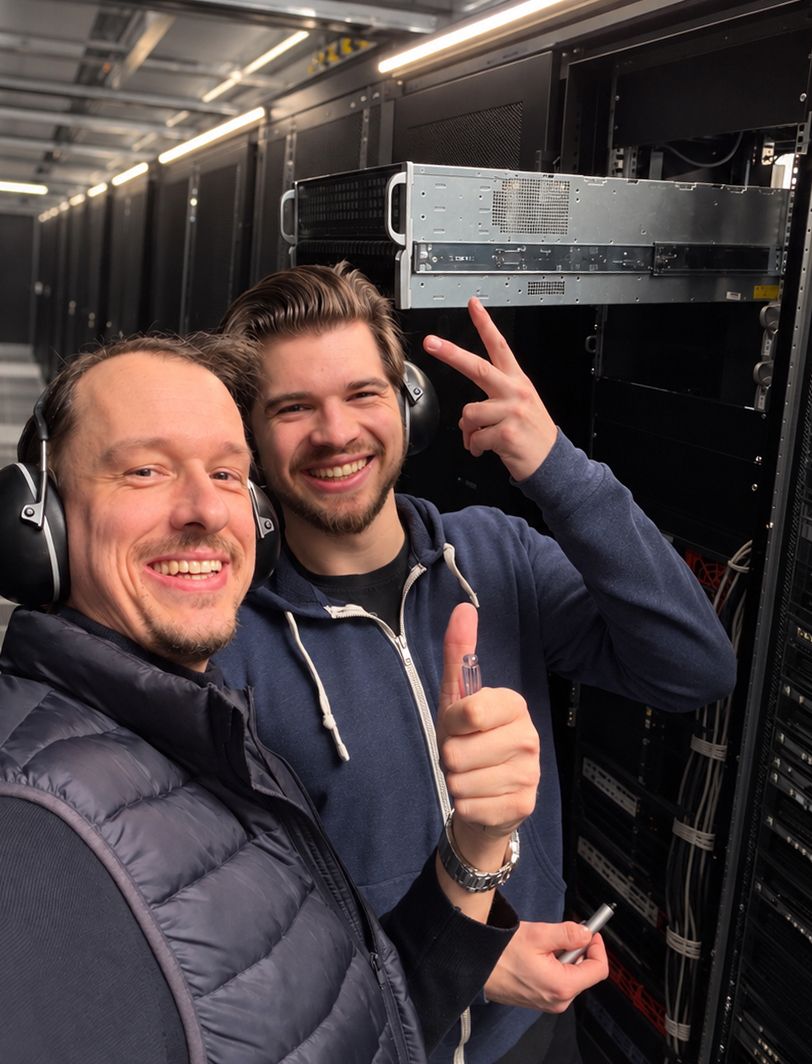 Markus and Jaimie in Data Center working on a GPU Server