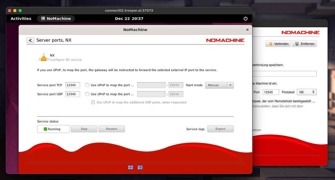 Settings for port in NoMachine