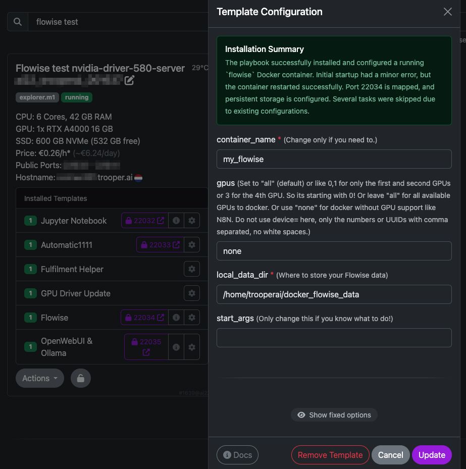 Example Flowise Install in your GPU Server