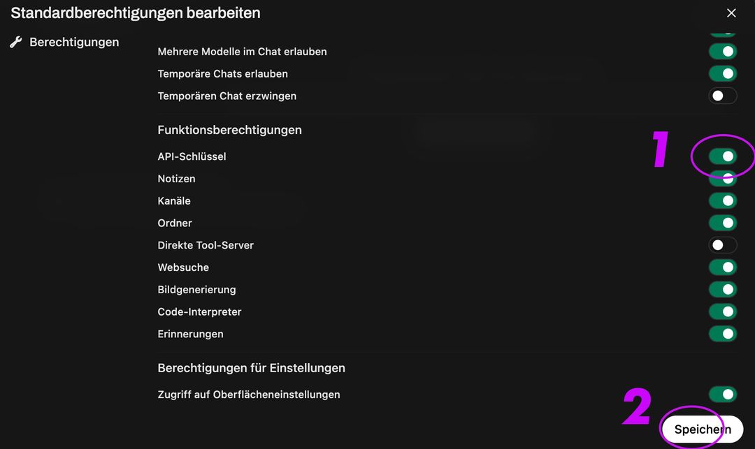 Activate API Key Creation in Default Group