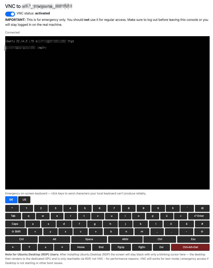 Example screen of Trooper.AI VNC Console