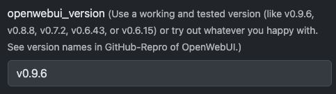 Example: Switch OpenWebUI version in template configuration