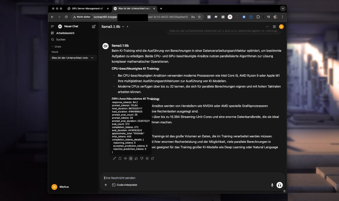 OpenWebUI main user interface